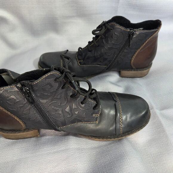 Remonte D4378-16 womens fashion comfort short boots, size 39/8.5, blue & brown - Picture 4 of 8